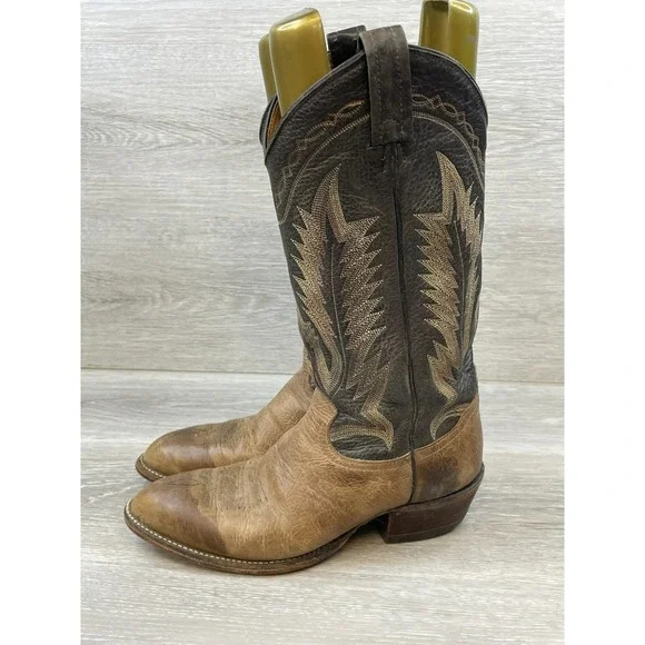 Tony Lama 6171C Men's 7.5 Brown Leather Western Cowboy Boots USA Made Vintage